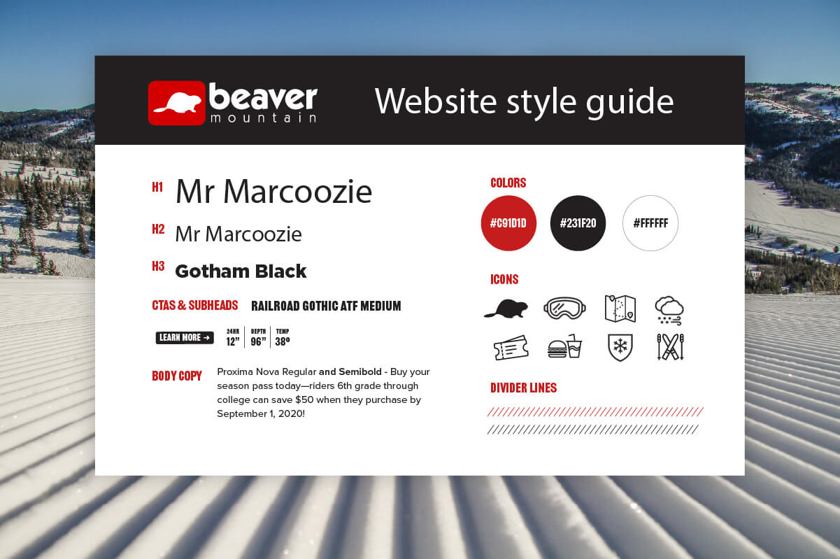 Beaver Mountain website style guide.