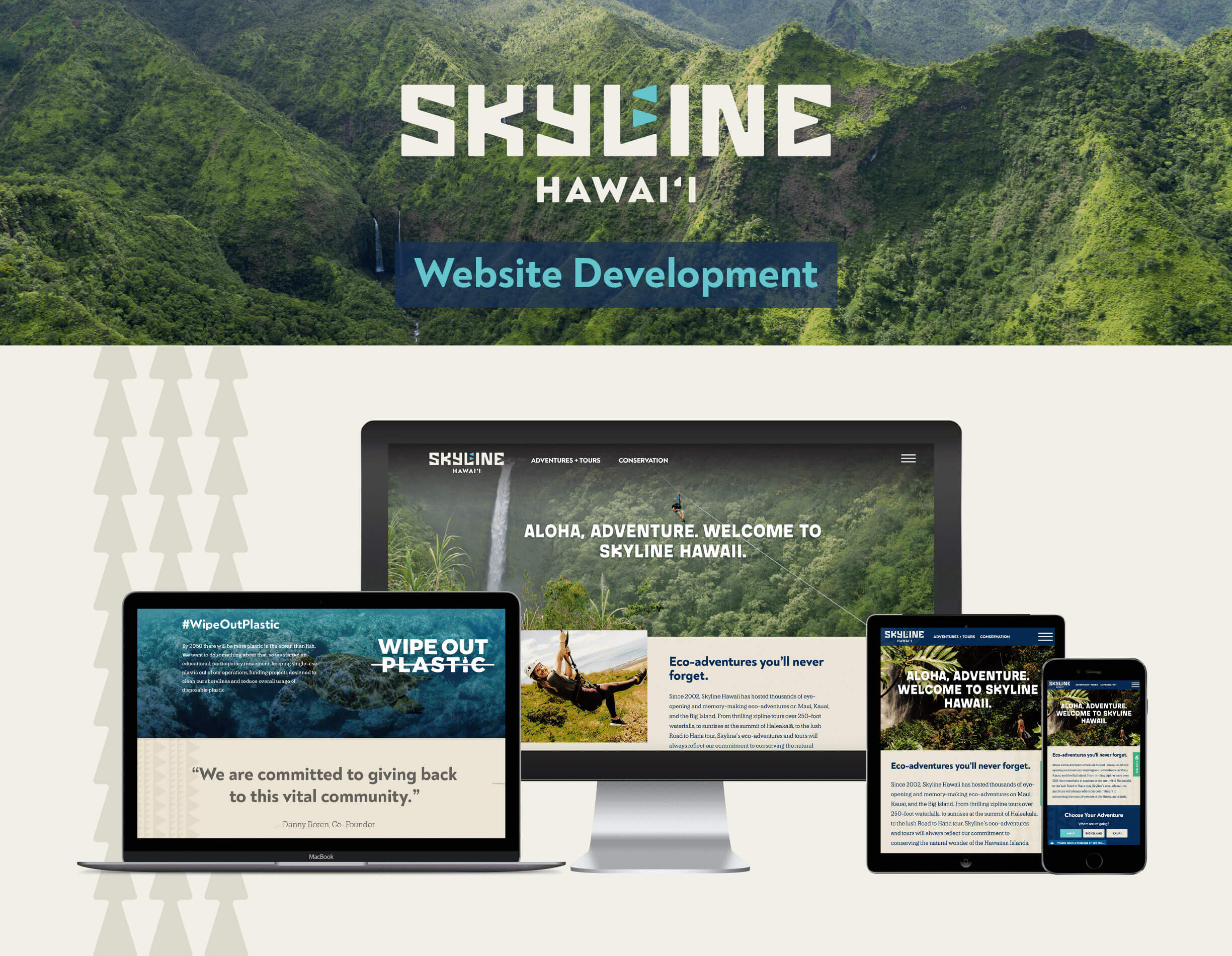 Skyline Website Development - Desktop, Laptop, Tablet and mobile screen views built by Fish Marketing