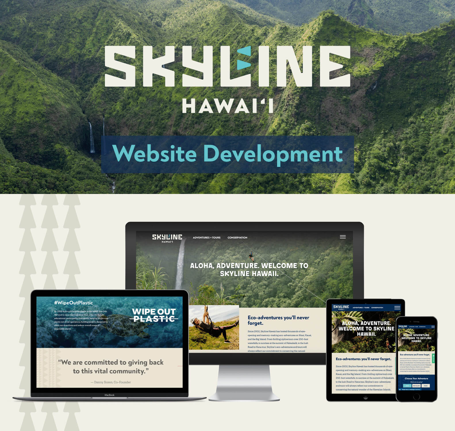 Skyline Website Development - Desktop, Laptop, Tablet and mobile screen views built by Fish Marketing