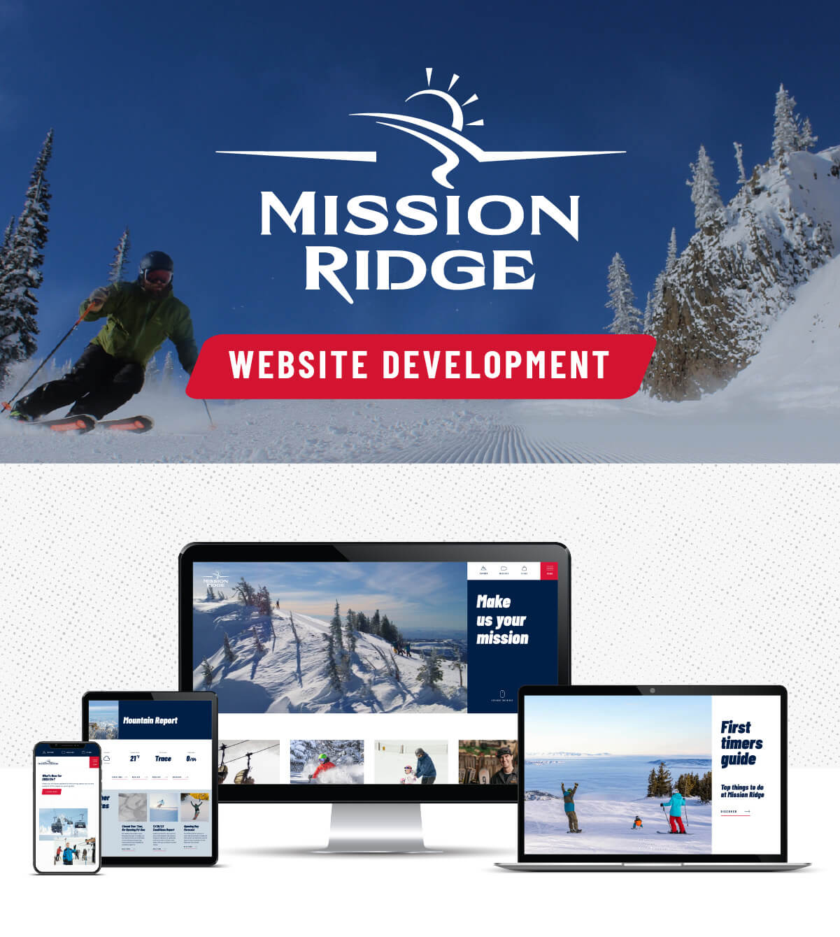 Mission Ridge Website Development - Desktop, Laptop, Tablet and Mobile screen views