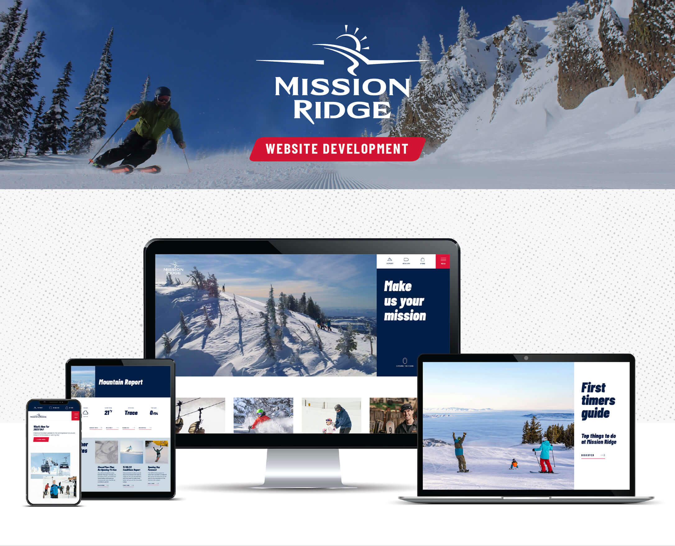 Mission Ridge Website Development - Desktop, Laptop, Tablet and Mobile screen views