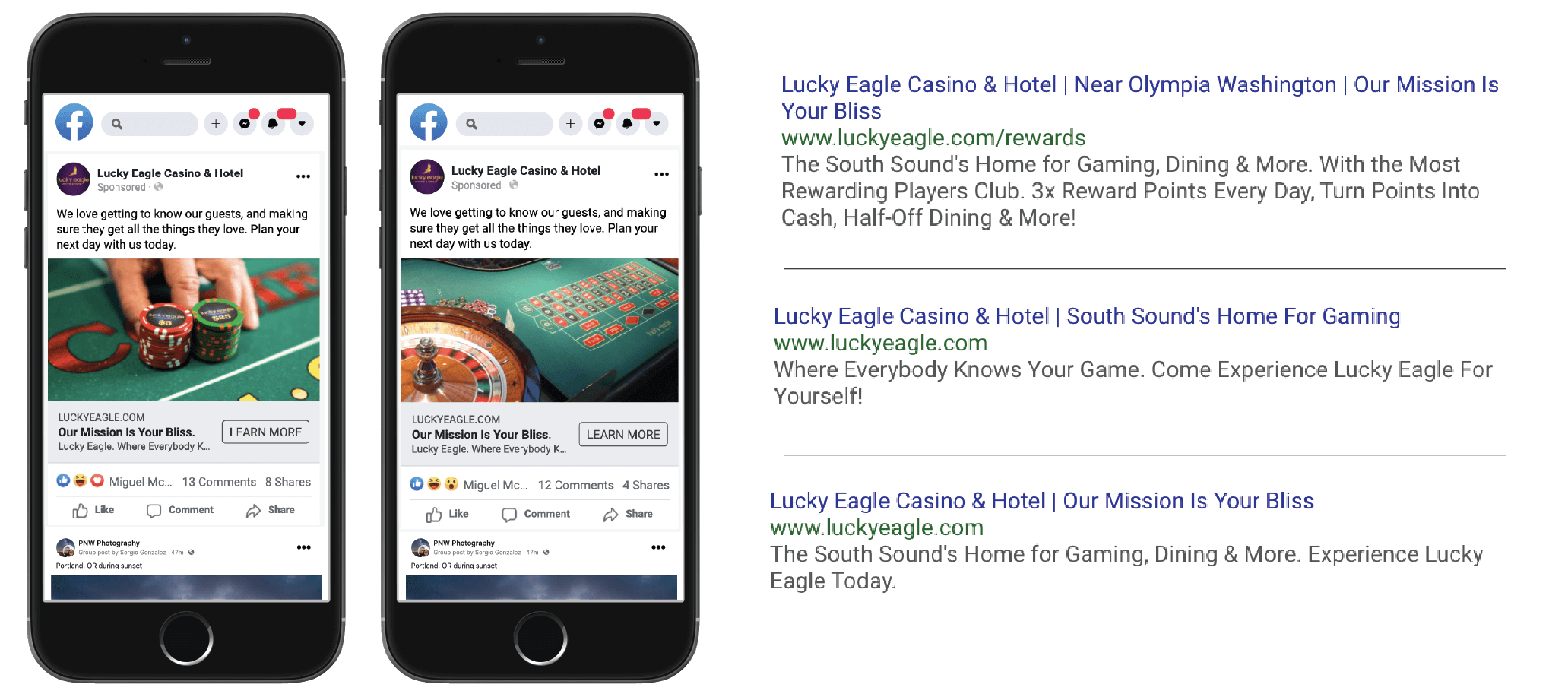 Lucky Eagle Casino - Search and Social Advertising