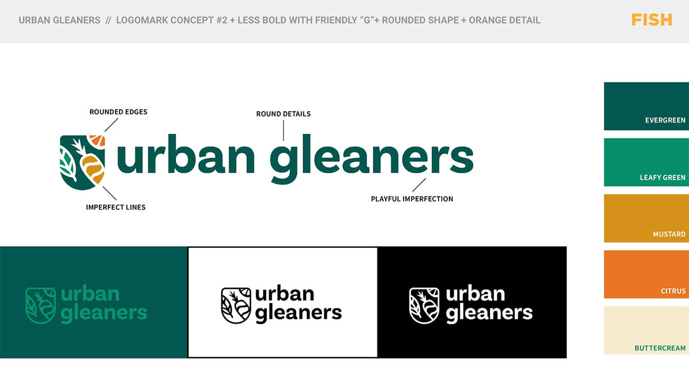 Urban Gleaners logo development - presentation slide